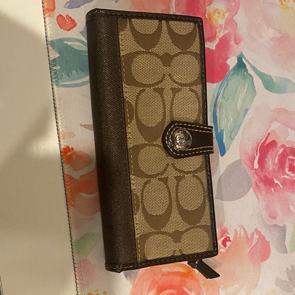 Coach Brown and Tan Signature Wallet
